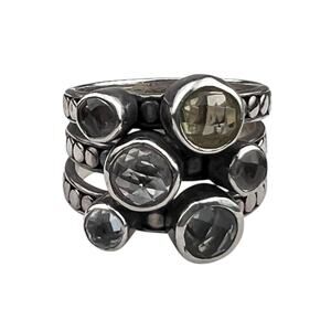 NOT FOR SALE ndonesia Clear Quartz & Citrine Wide Sterling Silver Ring Size 8